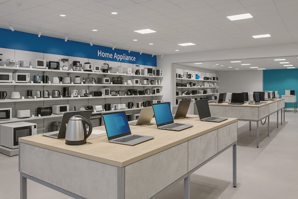 Schematyczna siatka produktów technicznych ułożonych w trzech kolumnach